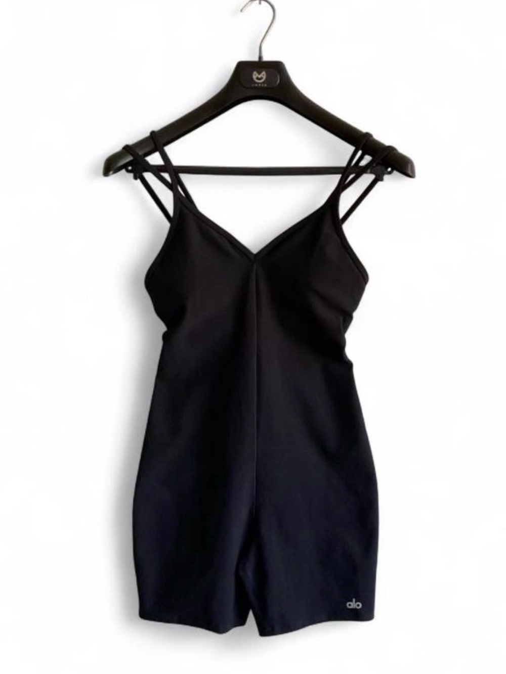 ALO Yoga Alosoft Suns Out Onesie (V Neck Romper)  | Black -SIZE MEDIUM
